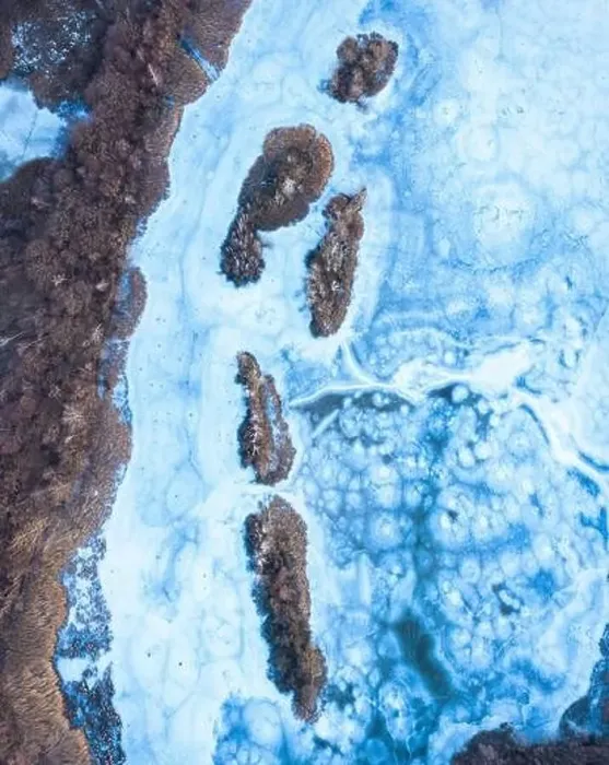 Framed Print : Aerial drone fly air shot, view on ice lake frozen winter top down road moody mood grey blue Framed Print : Aerial drone fly air shot, view on ice lake frozen winter top down road moody mood grey blue