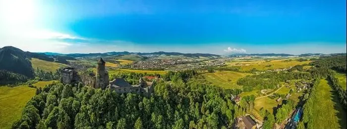 Framed Print : Aerial drone Panorama over Stara Lubovna Castle in Slovakia Framed Print : Aerial drone Panorama over Stara Lubovna Castle in Slovakia