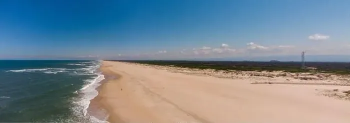 Framed Print : Aerial Drone Panorama View - Waves on a Beach with Golden Sand - Summer Holidays - Aveiro, Portugal Framed Print : Aerial Drone Panorama View - Waves on a Beach with Golden Sand - Summer Holidays - Aveiro, Portugal