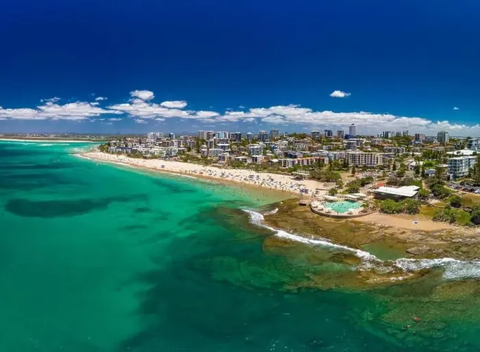 Framed Print : Aerial drone panoramic image of ocean waves on a busy Kings beach, Caloundra, Queensland, Australia Framed Print : Aerial drone panoramic image of ocean waves on a busy Kings beach, Caloundra, Queensland, Australia