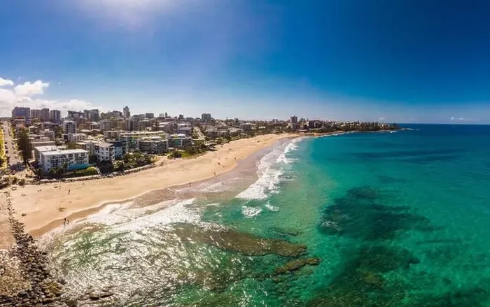 Framed Print : Aerial drone panoramic image of ocean waves on a busy Kings beach, Caloundra, Queensland, Australia Framed Print : Aerial drone panoramic image of ocean waves on a busy Kings beach, Caloundra, Queensland, Australia