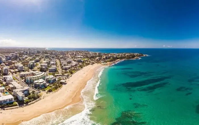 Framed Print : Aerial drone panoramic image of ocean waves on a busy Kings beach, Caloundra, Queensland, Australia Framed Print : Aerial drone panoramic image of ocean waves on a busy Kings beach, Caloundra, Queensland, Australia