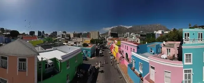 Framed Print : Aerial drone panoramic view of Bo-Kaap (Malay Quarter) on the slopes of Signal Hill above the city centre, Cape Town Framed Print : Aerial drone panoramic view of Bo-Kaap (Malay Quarter) on the slopes of Signal Hill above the city centre, Cape Town