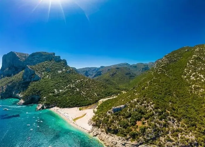 Framed Print : Aerial drone panoramic view of Cala Sisine beach in the Golf of Orosei, Sardinia, Italy Framed Print : Aerial drone panoramic view of Cala Sisine beach in the Golf of Orosei, Sardinia, Italy