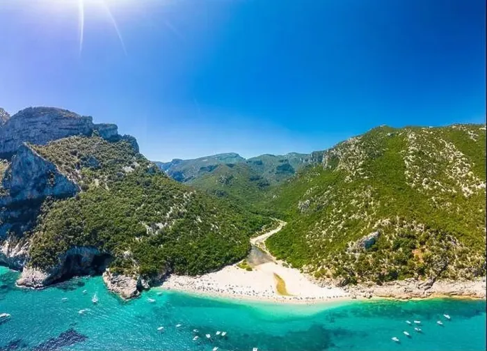 Framed Print : Aerial drone panoramic view of Cala Sisine beach in the Golf of Orosei, Sardinia, Italy Framed Print : Aerial drone panoramic view of Cala Sisine beach in the Golf of Orosei, Sardinia, Italy