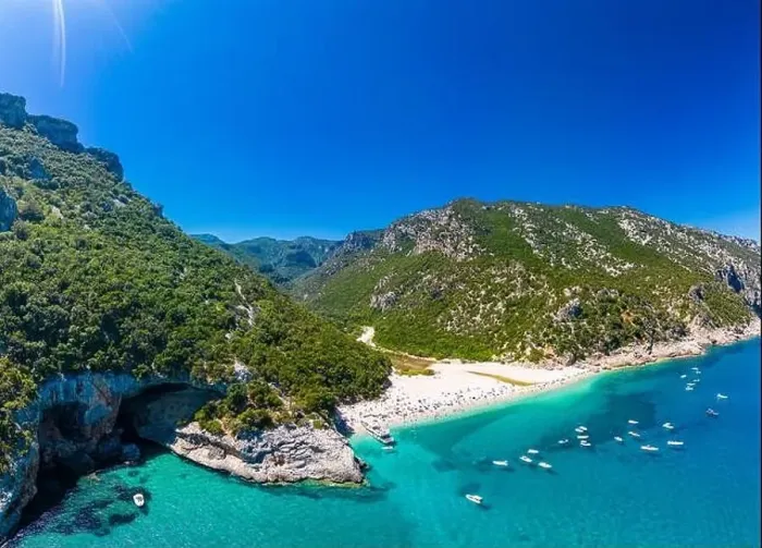 Framed Print : Aerial drone panoramic view of Cala Sisine beach in the Golf of Orosei, Sardinia, Italy Framed Print : Aerial drone panoramic view of Cala Sisine beach in the Golf of Orosei, Sardinia, Italy