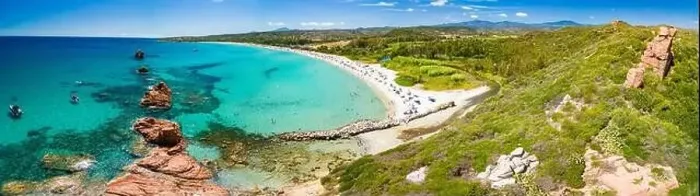 Framed Print : Aerial drone panoramic view of the Cea beach with the Red Rocks, Sardinia, Italy Framed Print : Aerial drone panoramic view of the Cea beach with the Red Rocks, Sardinia, Italy