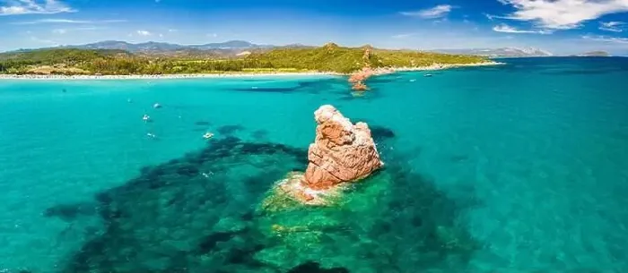 Framed Print : Aerial drone panoramic view of the Cea beach with the Red Rocks, Sardinia, Italy Framed Print : Aerial drone panoramic view of the Cea beach with the Red Rocks, Sardinia, Italy