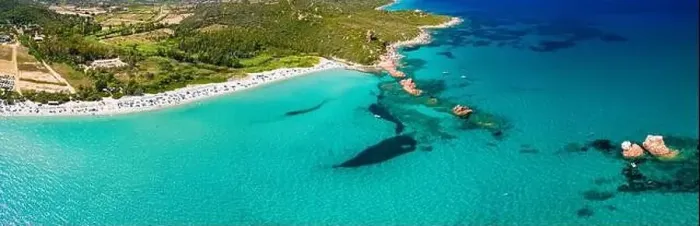 Framed Print : Aerial drone panoramic view of the Cea beach with the Red Rocks, Sardinia, Italy Framed Print : Aerial drone panoramic view of the Cea beach with the Red Rocks, Sardinia, Italy