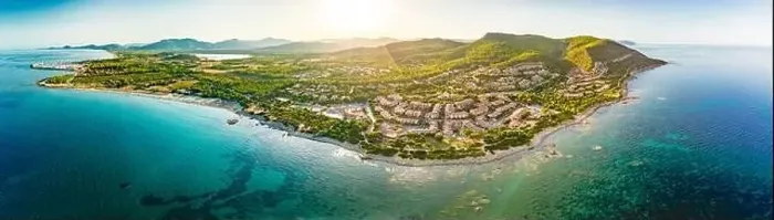 Framed Print : Aerial drone panoramic view of Porto Tramatzu beach and the town, Sardinia, Italy Framed Print : Aerial drone panoramic view of Porto Tramatzu beach and the town, Sardinia, Italy