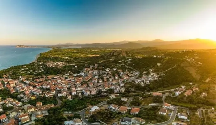Framed Print : Aerial drone panoramic view of the Santa Maria Navarrese beach. Sardinia, Italy Framed Print : Aerial drone panoramic view of the Santa Maria Navarrese beach. Sardinia, Italy