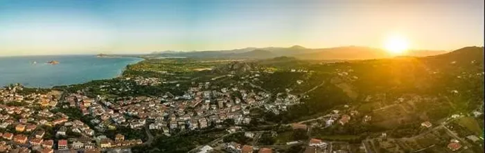 Framed Print : Aerial drone panoramic view of the Santa Maria Navarrese beach. Sardinia, Italy Framed Print : Aerial drone panoramic view of the Santa Maria Navarrese beach. Sardinia, Italy