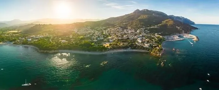 Framed Print : Aerial drone panoramic view of the Santa Maria Navarrese beach. Sardinia, Italy Framed Print : Aerial drone panoramic view of the Santa Maria Navarrese beach. Sardinia, Italy