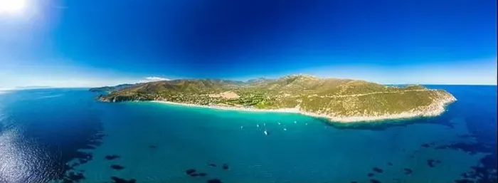 Framed Print : Aerial drone panoramic view of the Solanas beach in the province Sinnai in Sardinia, Italy Framed Print : Aerial drone panoramic view of the Solanas beach in the province Sinnai in Sardinia, Italy