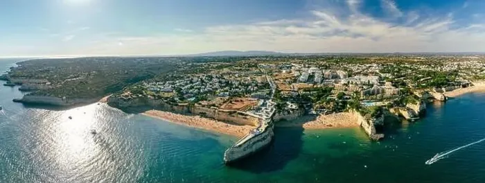 Framed Print : Aerial drone panoramic views of Praia Nova and Praia de Nossa beach, Algarve, Portugal Framed Print : Aerial drone panoramic views of Praia Nova and Praia de Nossa beach, Algarve, Portugal