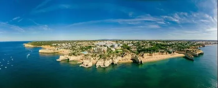 Framed Print : Aerial drone panoramic views of Praia Nova and Praia de Nossa beach, Algarve, Portugal Framed Print : Aerial drone panoramic views of Praia Nova and Praia de Nossa beach, Algarve, Portugal
