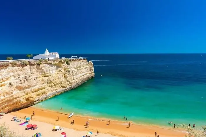 Framed Print : Aerial drone panoramic views of Praia Nova and Praia de Nossa beach, Algarve, Portugal Framed Print : Aerial drone panoramic views of Praia Nova and Praia de Nossa beach, Algarve, Portugal