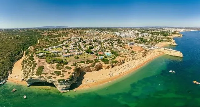 Framed Print : Aerial drone panoramic views of Praia Nova and Praia de Nossa beach, Algarve, Portugal Framed Print : Aerial drone panoramic views of Praia Nova and Praia de Nossa beach, Algarve, Portugal