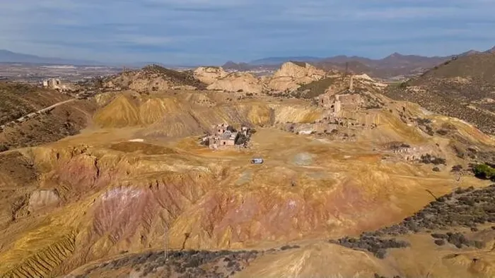 Framed Print : Aerial drone photo of the abandoned mines in the town of Mazarron, south Spain Framed Print : Aerial drone photo of the abandoned mines in the town of Mazarron, south Spain