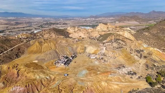 Framed Print : Aerial drone photo of the abandoned mines in the town of Mazarron, south Spain Framed Print : Aerial drone photo of the abandoned mines in the town of Mazarron, south Spain