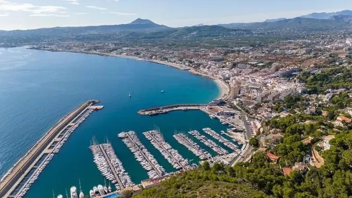 Framed Print : Aerial drone photo of the bay and coastal town of Xabia / Javea in the Costa Blanca, Spain Framed Print : Aerial drone photo of the bay and coastal town of Xabia / Javea in the Costa Blanca, Spain