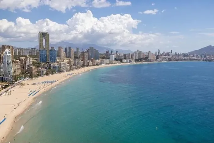 Framed Print : Aerial drone photo of the beautiful town of Benidorm in Spain showing the south beach Promenade golden sandy beach Framed Print : Aerial drone photo of the beautiful town of Benidorm in Spain showing the south beach Promenade golden sandy beach