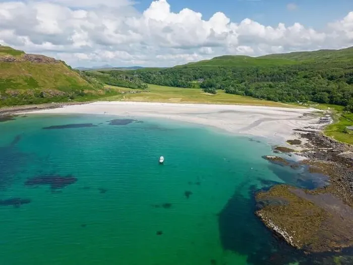Framed Print : An aerial drone photo of Calgary bay on the Isle of Mull Framed Print : An aerial drone photo of Calgary bay on the Isle of Mull