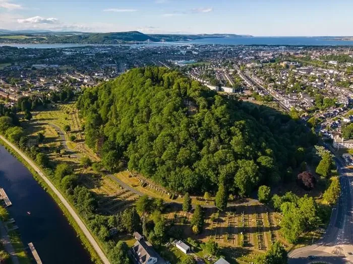 Framed Print : Aerial drone photo of the cemetery hill in Inverness, Scotland Framed Print : Aerial drone photo of the cemetery hill in Inverness, Scotland