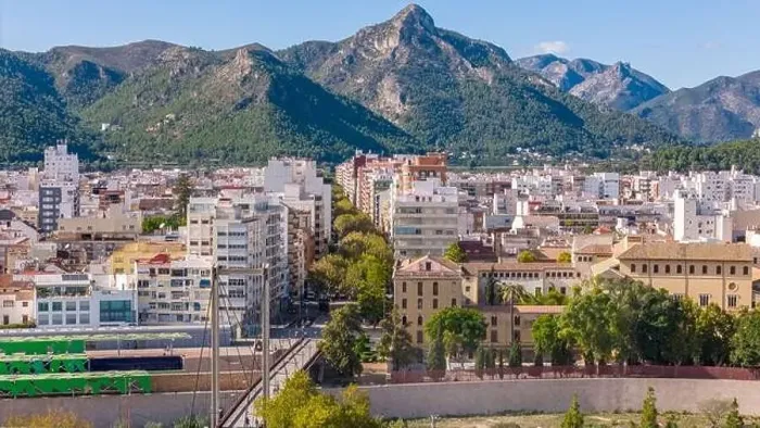 Framed Print : Aerial drone photo of the city centre of Gandia in Spain Framed Print : Aerial drone photo of the city centre of Gandia in Spain