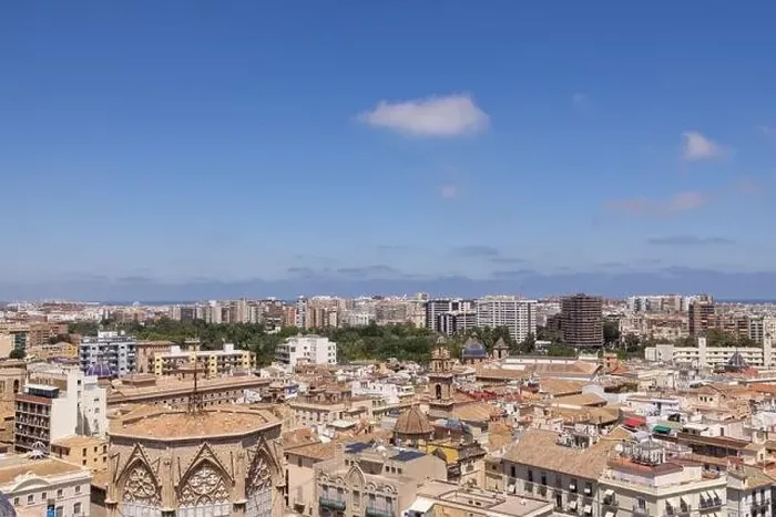 Framed Print : Aerial drone photo of the city centre of the Spanish city of Valencia in the Summer time showing an aerial view of Framed Print : Aerial drone photo of the city centre of the Spanish city of Valencia in the Summer time showing an aerial view of