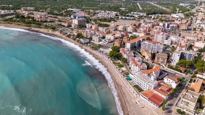 Framed Print : Aerial drone photo of the coastal town named L'Hospitalet de l'infant in Spain Framed Print : Aerial drone photo of the coastal town named L'Hospitalet de l'infant in Spain