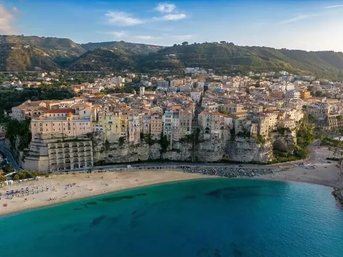 Framed Print : Aerial drone photo of the coastal town named Tropea Framed Print : Aerial drone photo of the coastal town named Tropea
