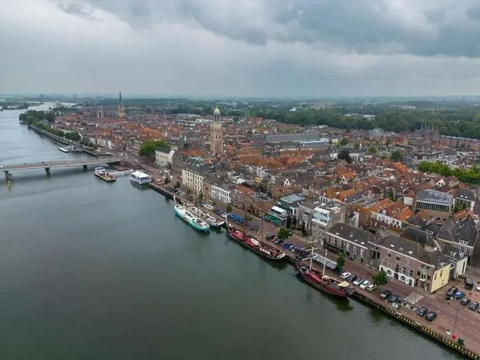 Framed Print : Aerial drone photo of the dutch city Kampen in Overijssel Framed Print : Aerial drone photo of the dutch city Kampen in Overijssel