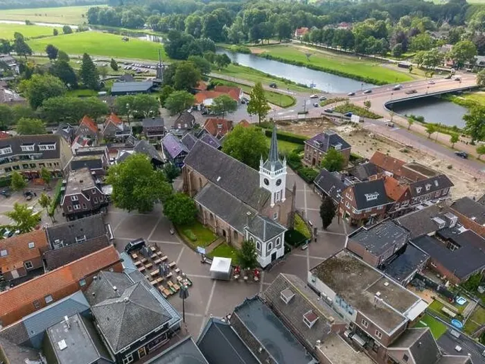 Framed Print : Aerial drone photo of the dutch town Ommen in Overijssel, the Netherlands Framed Print : Aerial drone photo of the dutch town Ommen in Overijssel, the Netherlands