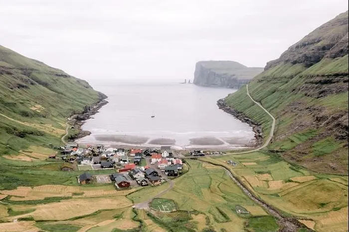 Framed Print : Aerial drone photo flying over Tjornuvik beach on Streymoy island, Faroe Islands, Denmark. Landscape photography Framed Print : Aerial drone photo flying over Tjornuvik beach on Streymoy island, Faroe Islands, Denmark. Landscape photography