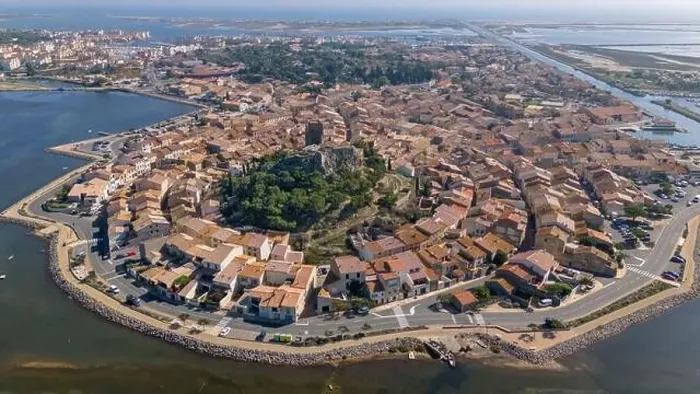 Framed Print : Aerial drone photo of the French coastal town named Gruissan Framed Print : Aerial drone photo of the French coastal town named Gruissan