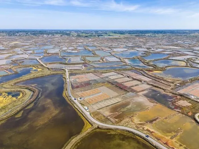 Framed Print : Aerial drone photo of the Guerande Salt Marshes in Bretagne, France Framed Print : Aerial drone photo of the Guerande Salt Marshes in Bretagne, France