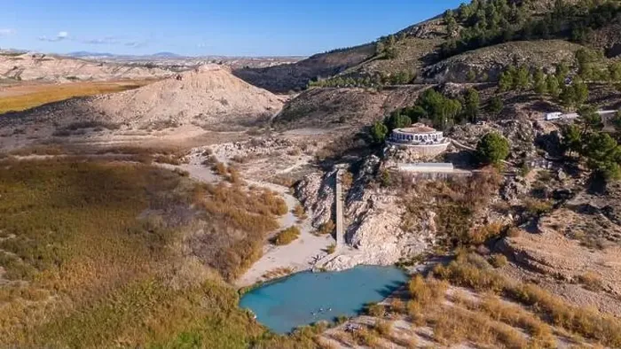 Framed Print : Aerial drone photo of the lake Negratin and the hot springs which are located in the Granada Geopark, Spain Framed Print : Aerial drone photo of the lake Negratin and the hot springs which are located in the Granada Geopark, Spain