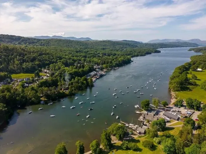 Framed Print : Aerial drone photo of lake Windermere in summer Framed Print : Aerial drone photo of lake Windermere in summer