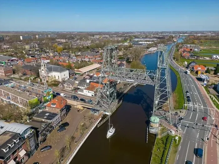 Framed Print : Aerial drone photo of the lift bridge in Waddinxveen, the Netherlands Framed Print : Aerial drone photo of the lift bridge in Waddinxveen, the Netherlands