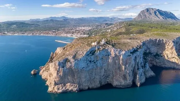 Framed Print : Aerial drone photo of the lighthouse on the cliffs of Cap de Sant Antoni Framed Print : Aerial drone photo of the lighthouse on the cliffs of Cap de Sant Antoni