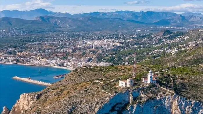 Framed Print : Aerial drone photo of the lighthouse on the cliffs of Cap de Sant Antoni Framed Print : Aerial drone photo of the lighthouse on the cliffs of Cap de Sant Antoni