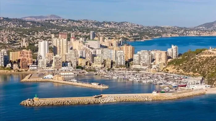 Framed Print : Aerial drone photo of the marina in Calpe. Calpe is a coastal town in the Costa Blanca, Spain Framed Print : Aerial drone photo of the marina in Calpe. Calpe is a coastal town in the Costa Blanca, Spain