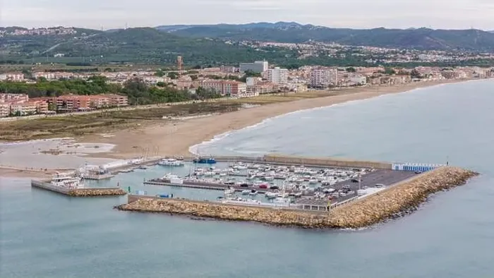 Framed Print : Aerial drone photo of the marina in the Spanish coastal town named Coma-Ruga in Tarragona Framed Print : Aerial drone photo of the marina in the Spanish coastal town named Coma-Ruga in Tarragona