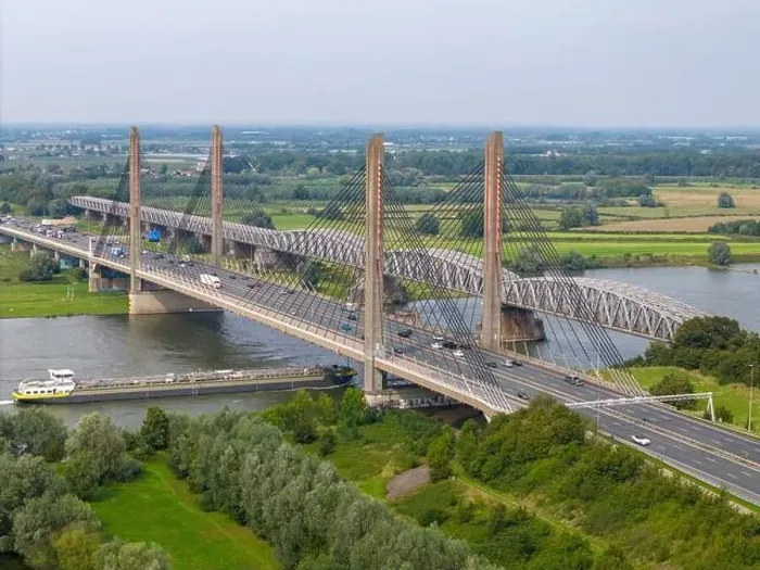 Framed Print : Aerial drone photo of the Martinus Nijhoff bridge Framed Print : Aerial drone photo of the Martinus Nijhoff bridge