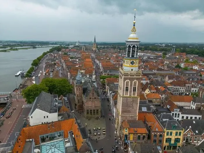 Framed Print : Aerial drone photo of the Nieuwe Toren, which is a large clock tower in Kampen, Overijssel the Netherlands Framed Print : Aerial drone photo of the Nieuwe Toren, which is a large clock tower in Kampen, Overijssel the Netherlands