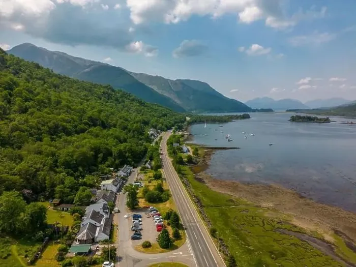 Framed Print : Aerial drone photo of the small village Glencoe. Glencoe is located between teh mountains of the Scottish Highlands Framed Print : Aerial drone photo of the small village Glencoe. Glencoe is located between teh mountains of the Scottish Highlands