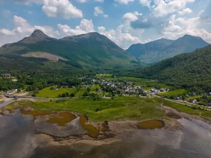 Framed Print : Aerial drone photo of the small village Glencoe. Glencoe is located between teh mountains of the Scottish Highlands Framed Print : Aerial drone photo of the small village Glencoe. Glencoe is located between teh mountains of the Scottish Highlands