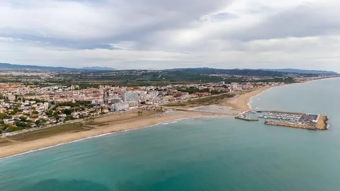 Framed Print : Aerial drone photo of the Spanish coastal town named Coma-Ruga in Tarragona Framed Print : Aerial drone photo of the Spanish coastal town named Coma-Ruga in Tarragona
