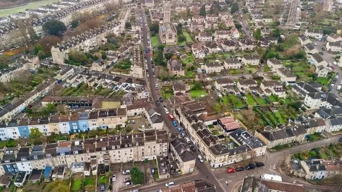 Framed Print : Aerial drone photo of St Saviours Road in the Larkhall area of Bath UK. (01-12-2023) Framed Print : Aerial drone photo of St Saviours Road in the Larkhall area of Bath UK. (01-12-2023)
